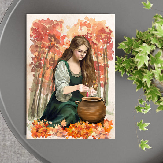Mabinogion Ceridwen Poster Print, Original Artwork, A4 Giclée Wall Art, Celtic Goddess