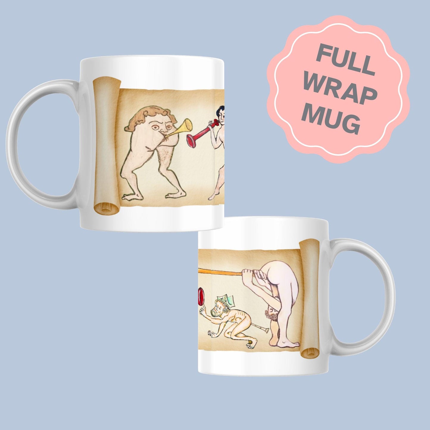 Medieval Mug, Butt Trumpets, Marginalia, Funny Rude Coffee Cup