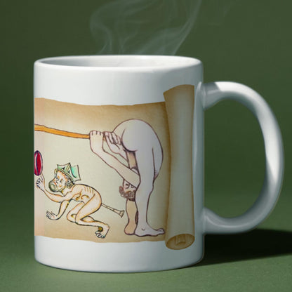 Medieval Mug, Butt Trumpets, Marginalia, Funny Rude Coffee Cup