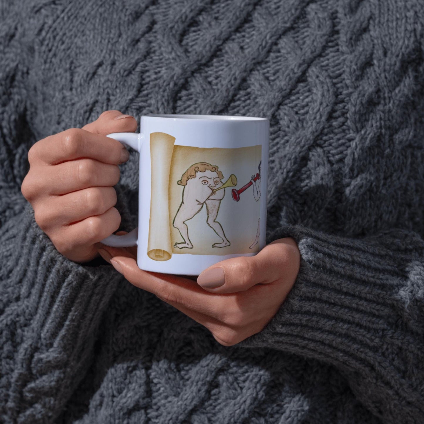 Medieval Mug, Butt Trumpets, Marginalia, Funny Rude Coffee Cup