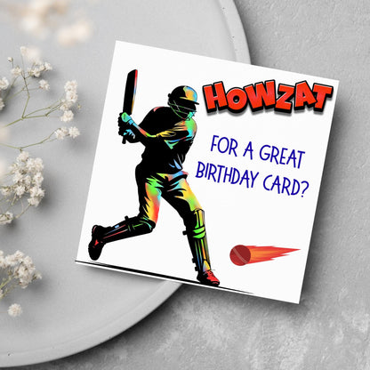 Cricket Birthday Card, Birthday Card for Cricket Player, Howzat, Card for Son, Nephew, Bowler Card