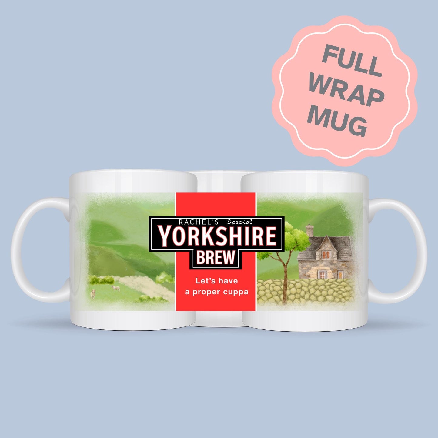 Personalised Yorkshire Tea Mug, Teacup, Birthday Gift, Name Mug, Choice of colours