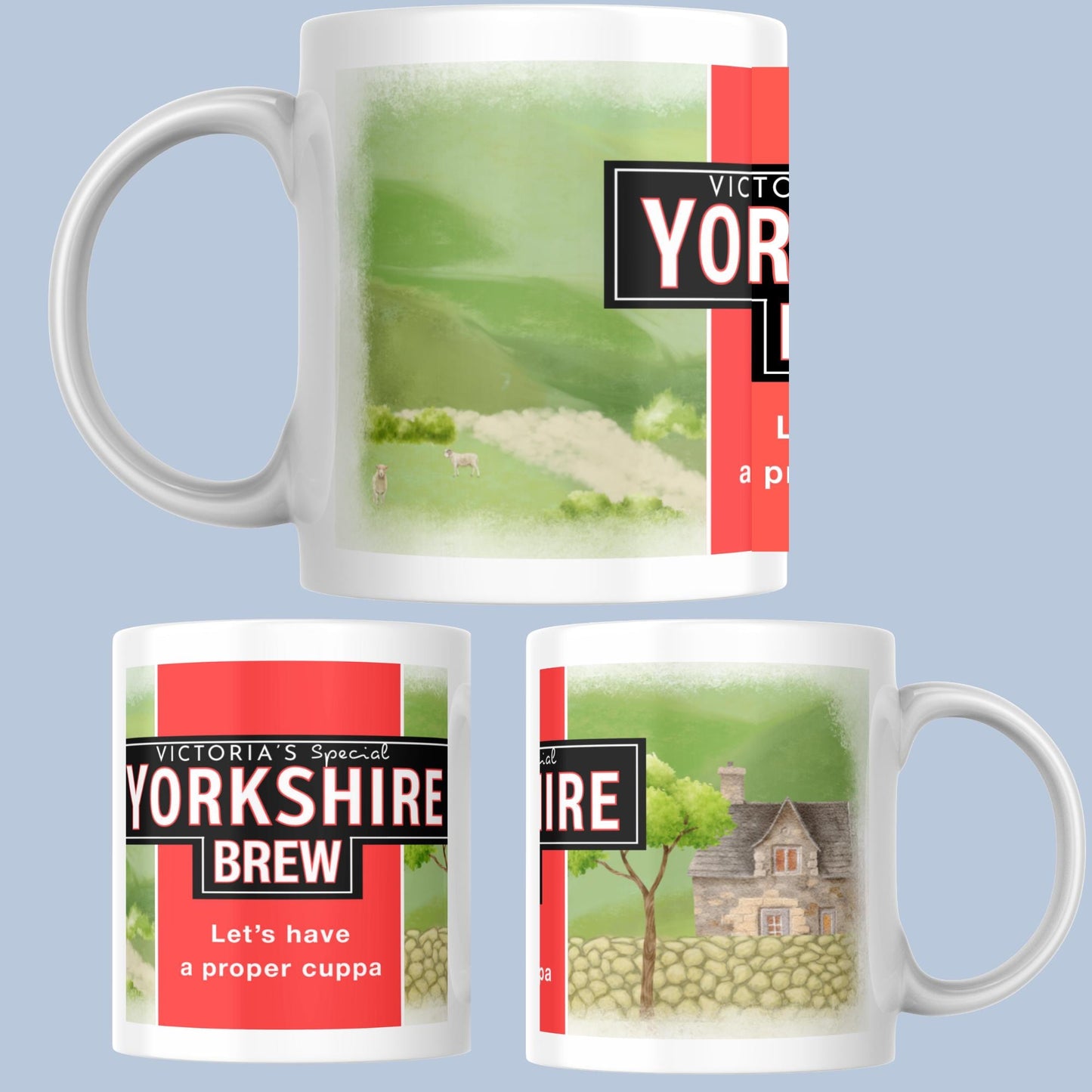 Personalised Yorkshire Tea Mug, Teacup, Birthday Gift, Name Mug, Choice of colours