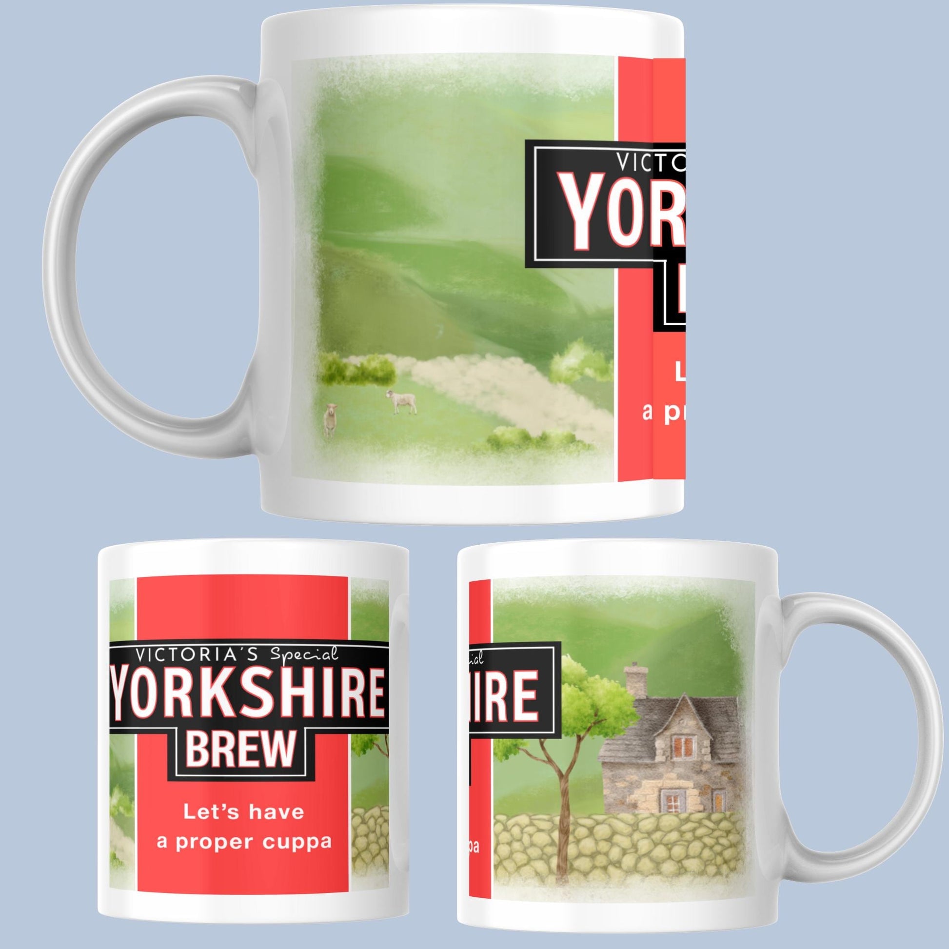Personalised Yorkshire Tea Mug, Teacup, Birthday Gift, Name Mug, Choice of colours