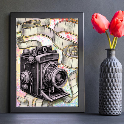 Vintage Camera A4 Print, High Quality Wall Art, Photography Wall Decor, Original Artist Print, Photographer Home Accessories Poster
