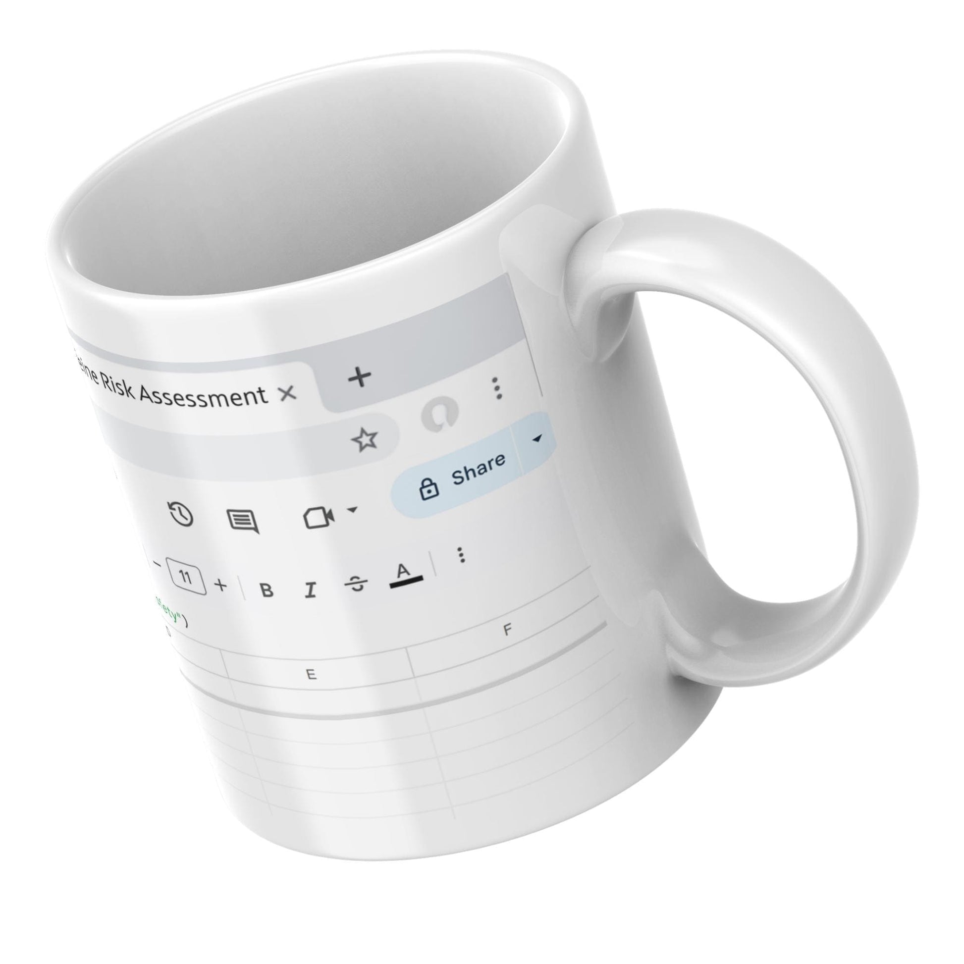Personalised Spreadsheet Mug, Funny Coffee Cup, Great Gift for Co-Worker, Office
