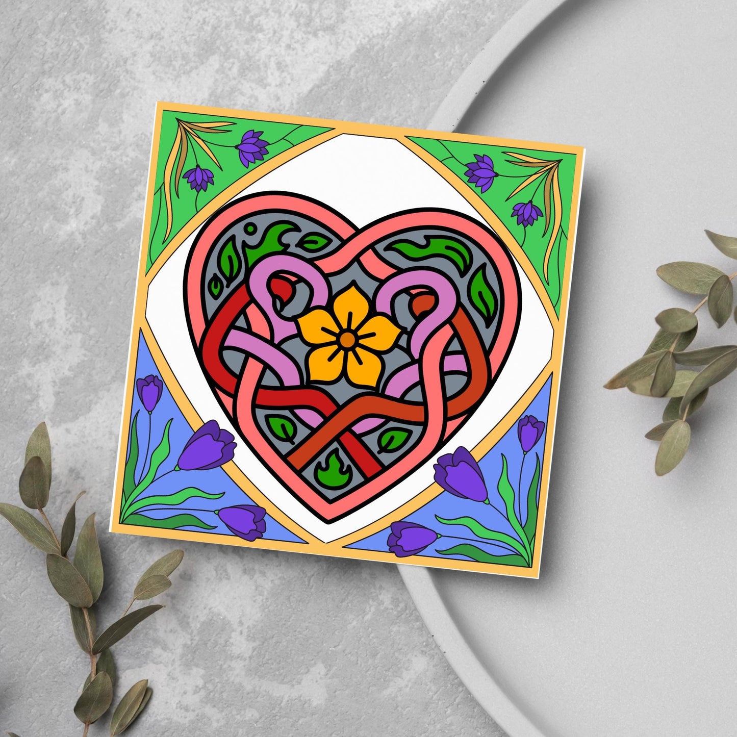 Dydd Santes Dwynwen Hapus Card, Valentine's Card, Traditional Welsh Card, Welsh love Card, Card for Husband, For Wife
