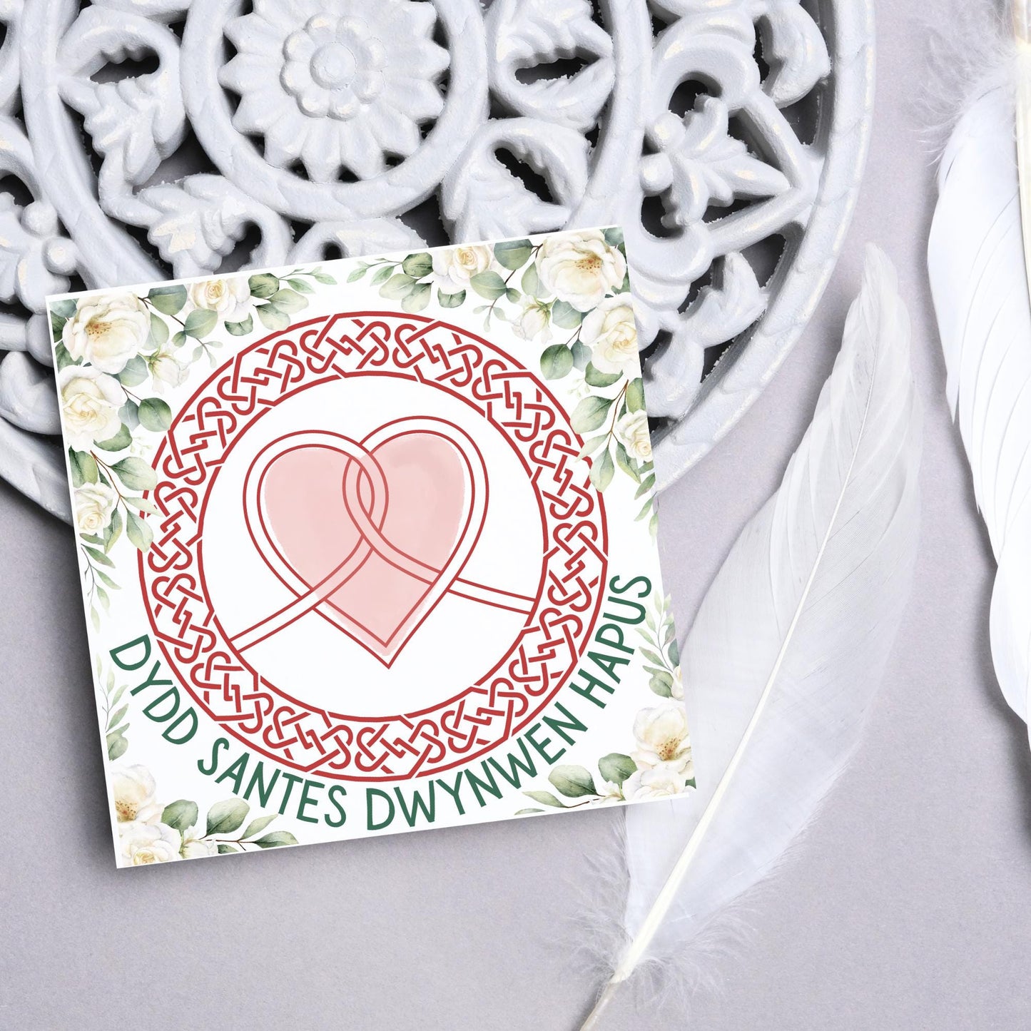 Dydd Santes Dwynwen Hapus Card, Valentine's Card, Traditional Welsh Card, Welsh love Card, Card for Husband, For Wife