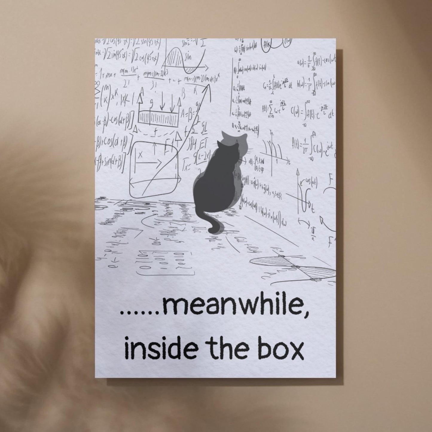 Funny Schrodinger's Cat Poster, Philosophy Print, Quirky Wall Art, A4 Poster Print