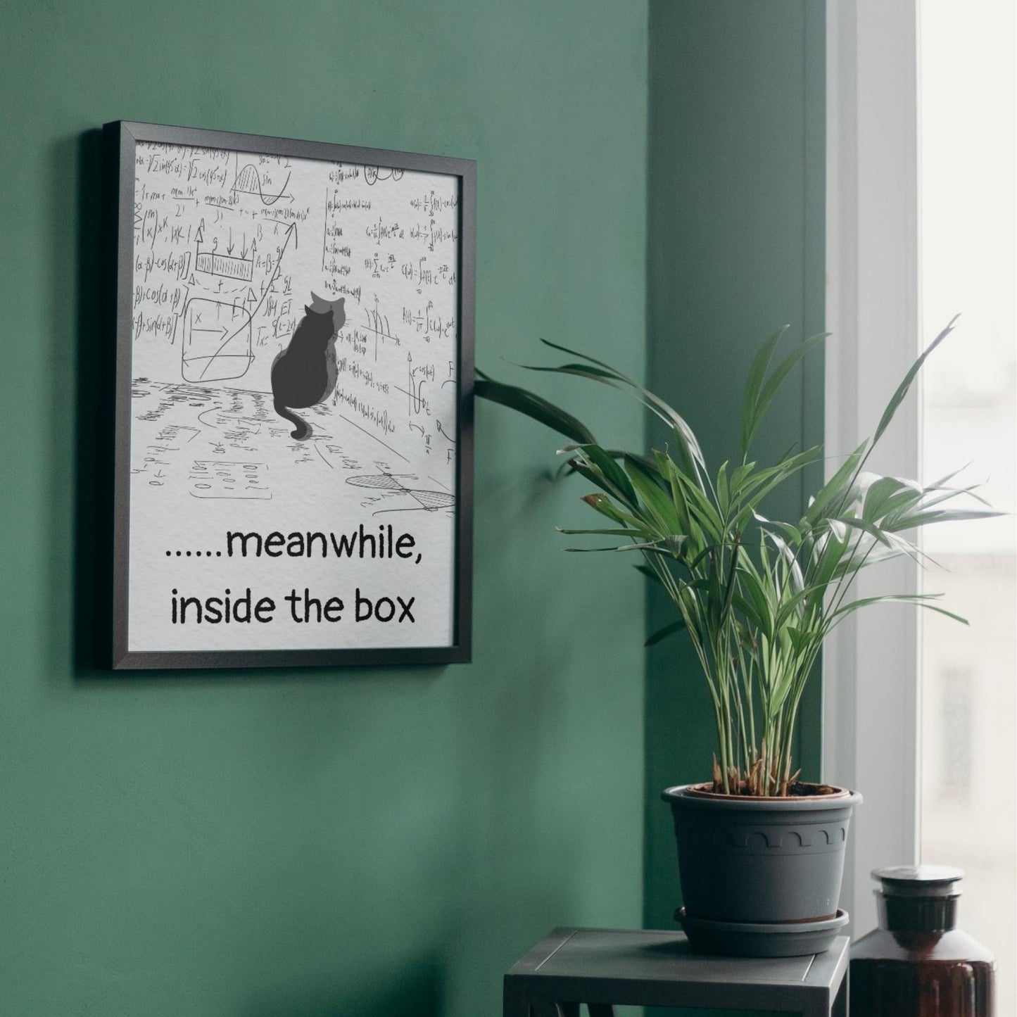 Funny Schrodinger's Cat Poster, Philosophy Print, Quirky Wall Art, A4 Poster Print