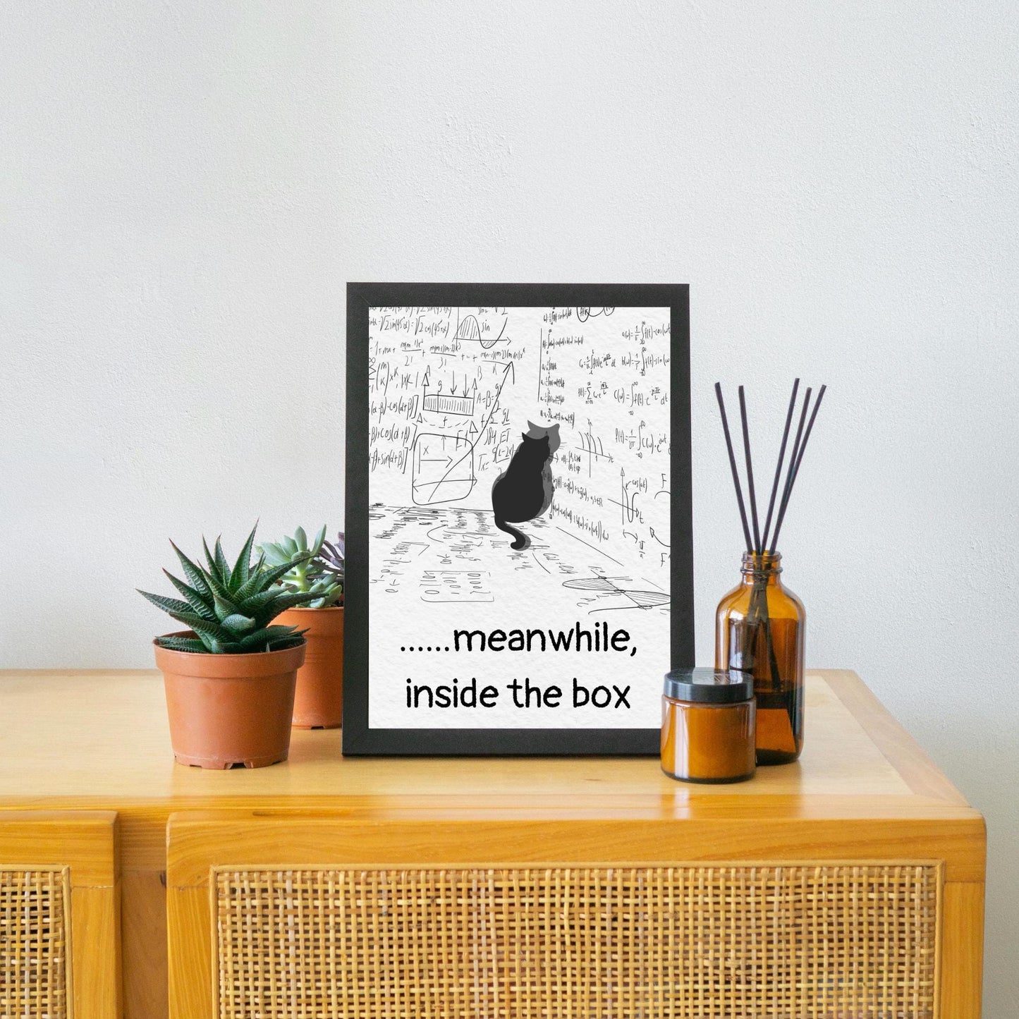 Funny Schrodinger's Cat Poster, Philosophy Print, Quirky Wall Art, A4 Poster Print