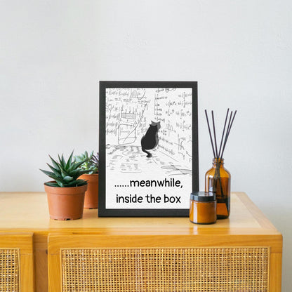 Funny Schrodinger's Cat Poster, Philosophy Print, Quirky Wall Art, A4 Poster Print