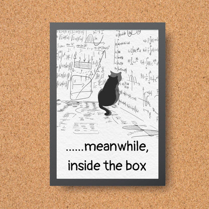 Funny Schrodinger's Cat Poster, Philosophy Print, Quirky Wall Art, A4 Poster Print