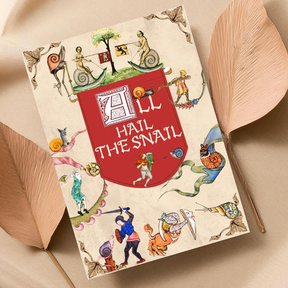 Medieval Snails A4 Print, Baroque Poster, Quirky Art, Funny Badly Drawn Snails Print, Gothic Home Decor, Marginalia