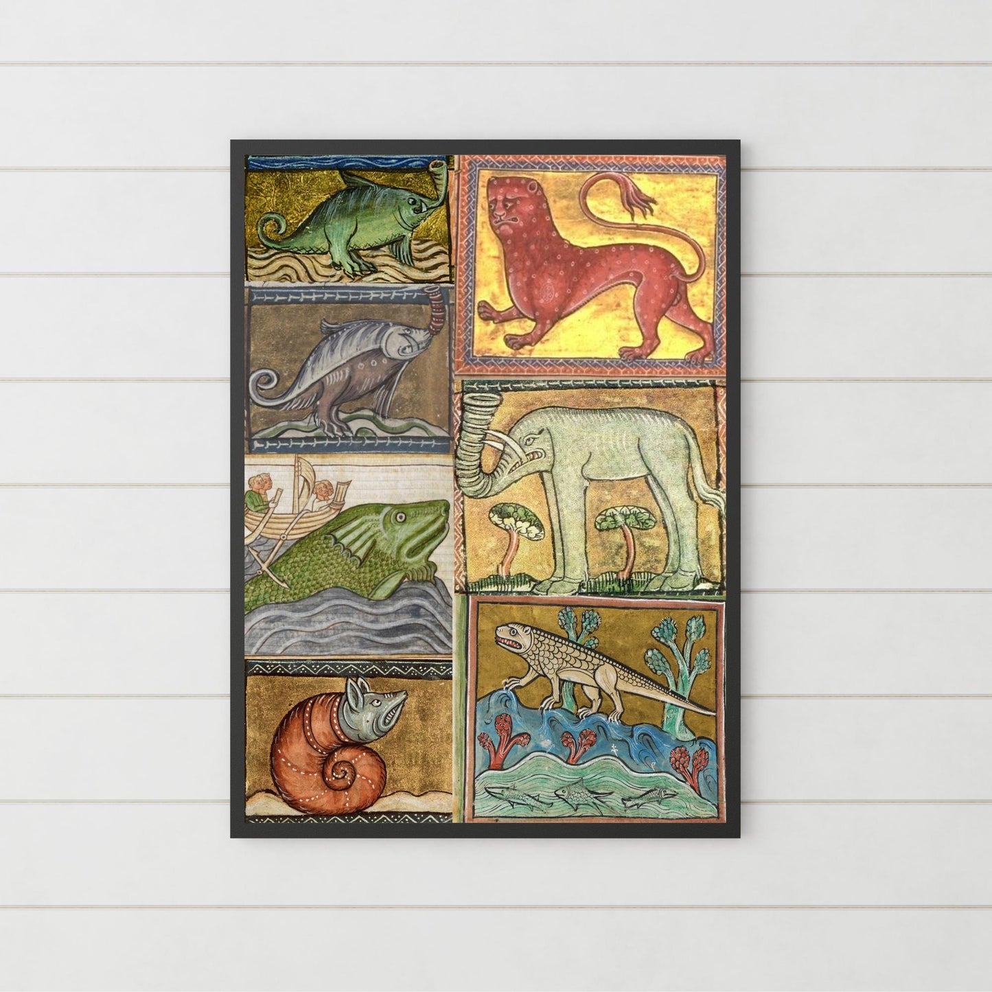 Medieval Animals A4 Print, Baroque Poster, Quirky Art, Funny Badly Drawn Animal Print, Gothic Home Decor, Marginalia