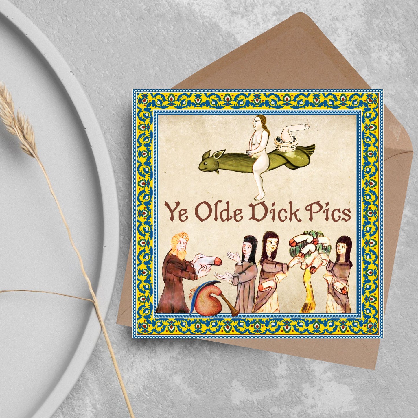 Rude Medieval Card, Funny Marginalia Card, Birthday Card for Friend, For Brother, For Sister, Medieval Dicks