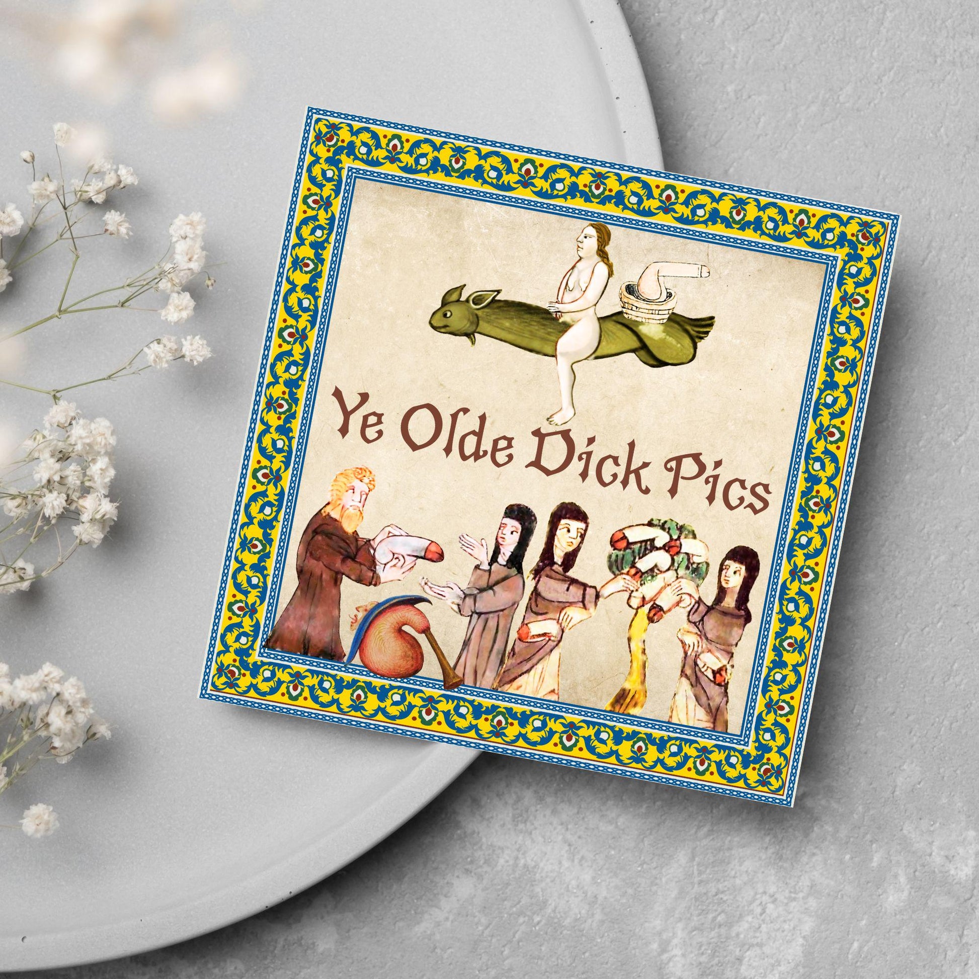 Rude Medieval Card, Funny Marginalia Card, Birthday Card for Friend, For Brother, For Sister, Medieval Dicks