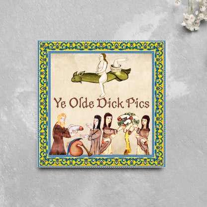 Rude Medieval Card, Funny Marginalia Card, Birthday Card for Friend, For Brother, For Sister, Medieval Dicks