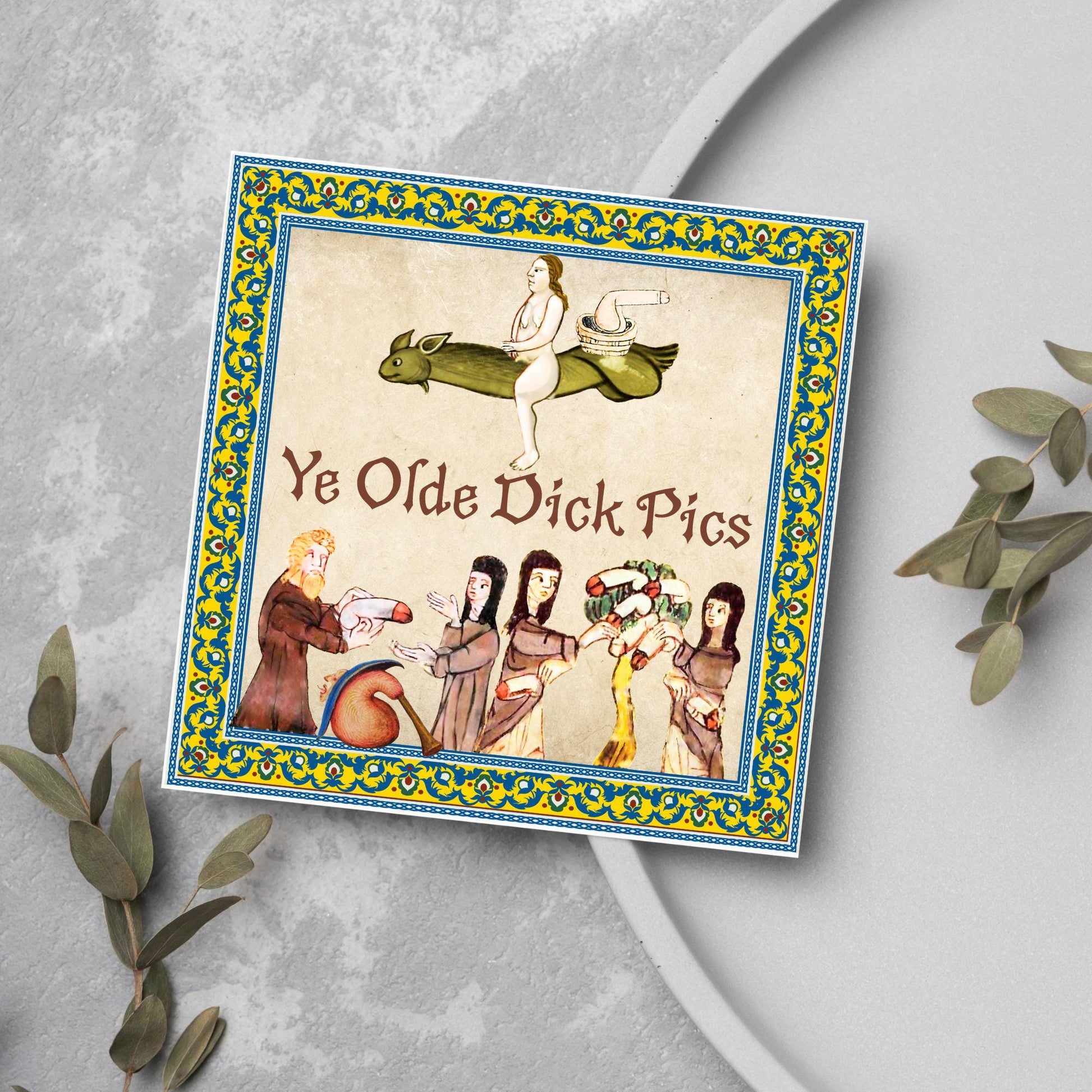 Rude Medieval Card, Funny Marginalia Card, Birthday Card for Friend, For Brother, For Sister, Medieval Dicks