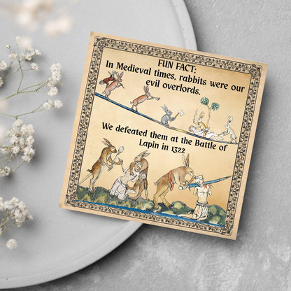 Funny Medieval Card, Rabbit Marginalia Card, Birthday Card for Friend, For Brother, For Sister, Medieval Bunnies