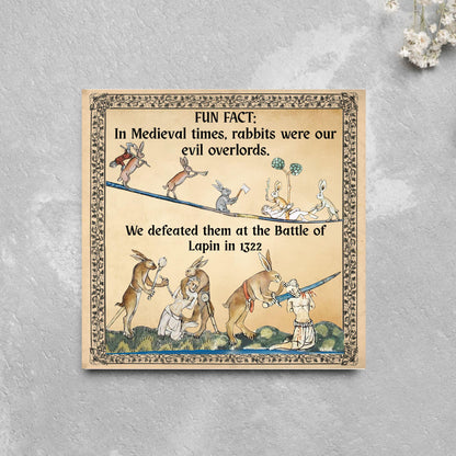 Funny Medieval Card, Rabbit Marginalia Card, Birthday Card for Friend, For Brother, For Sister, Medieval Bunnies