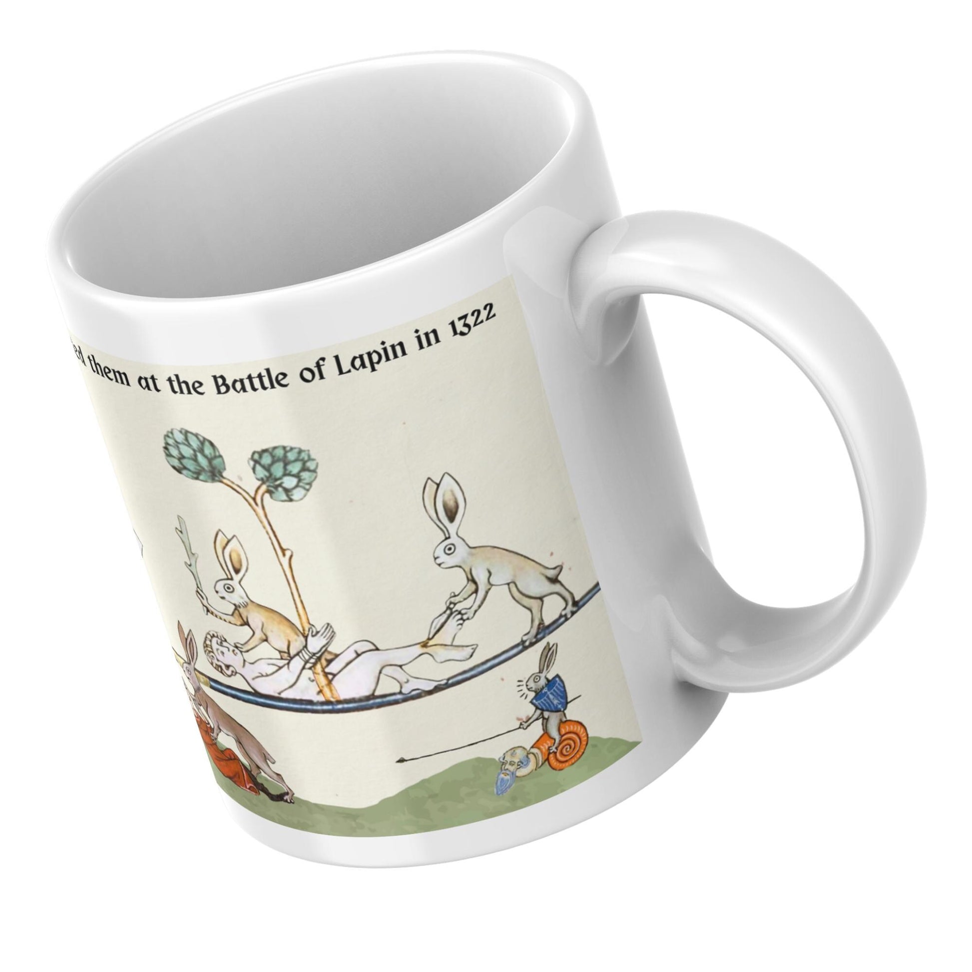Medieval Bunny Mug, Evil Rabbits, Marginalia, Funny Rude Coffee Cup