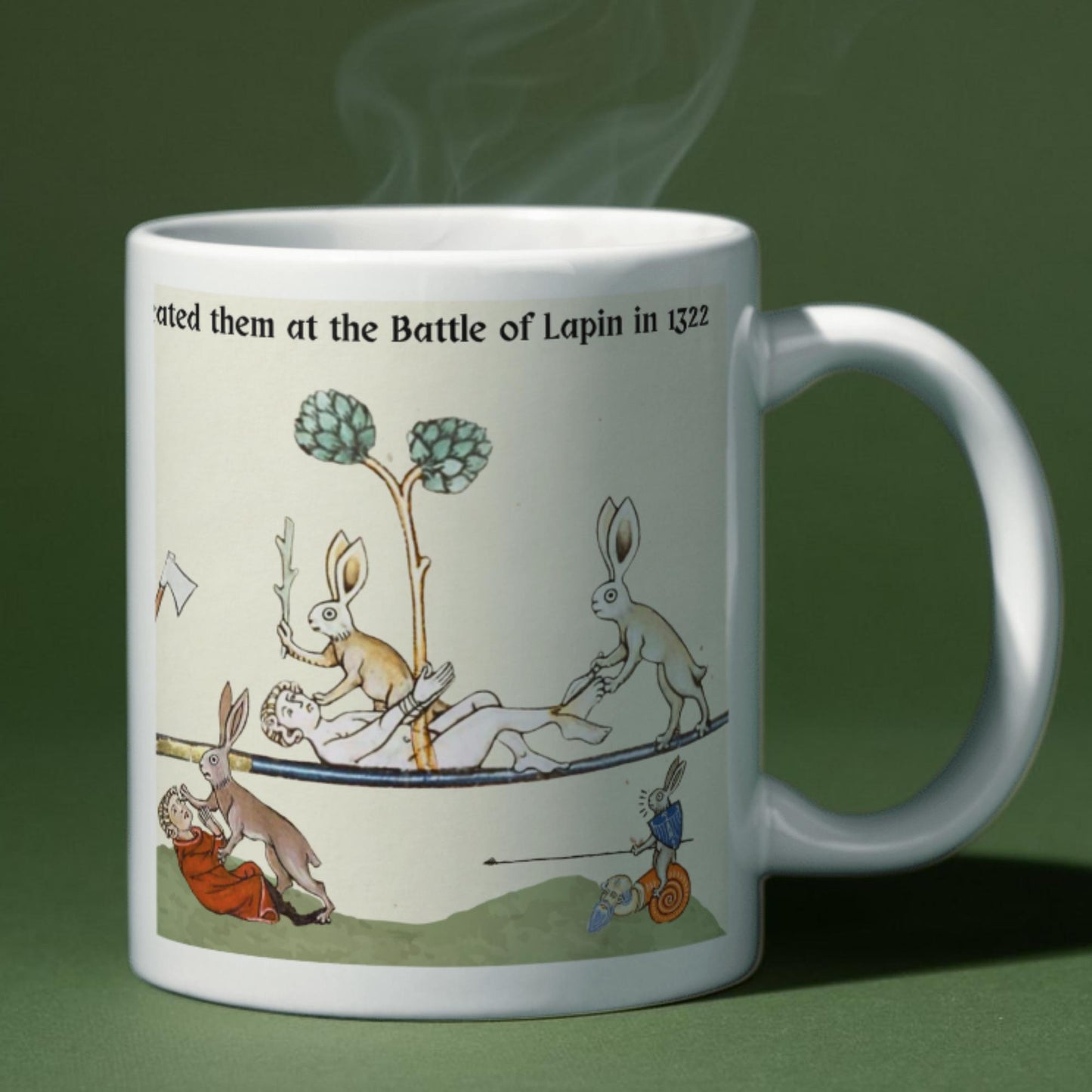Medieval Bunny Mug, Evil Rabbits, Marginalia, Funny Rude Coffee Cup