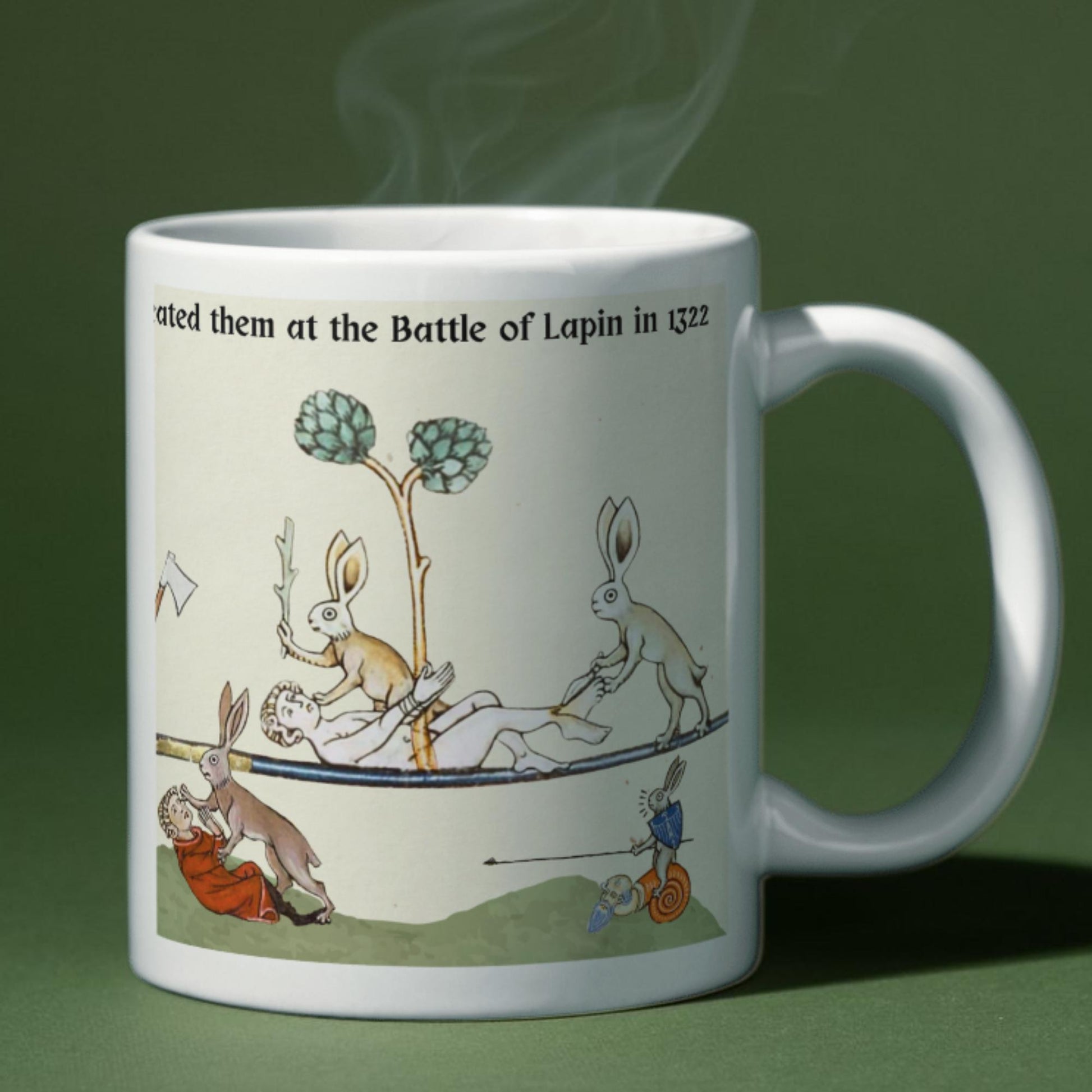 Medieval Bunny Mug, Evil Rabbits, Marginalia, Funny Rude Coffee Cup