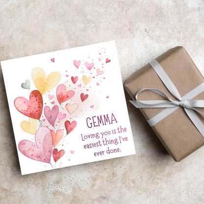 Personalised Valentine's Day Card, Hearts Card, Anniversary Card, Name Card