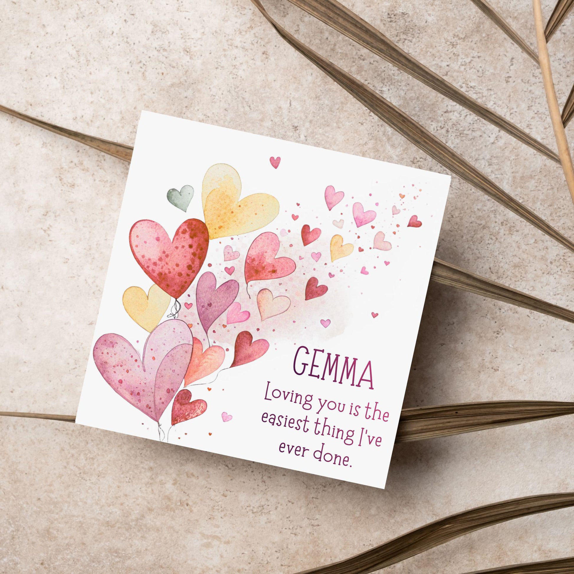 Personalised Valentine's Day Card, Hearts Card, Anniversary Card, Name Card