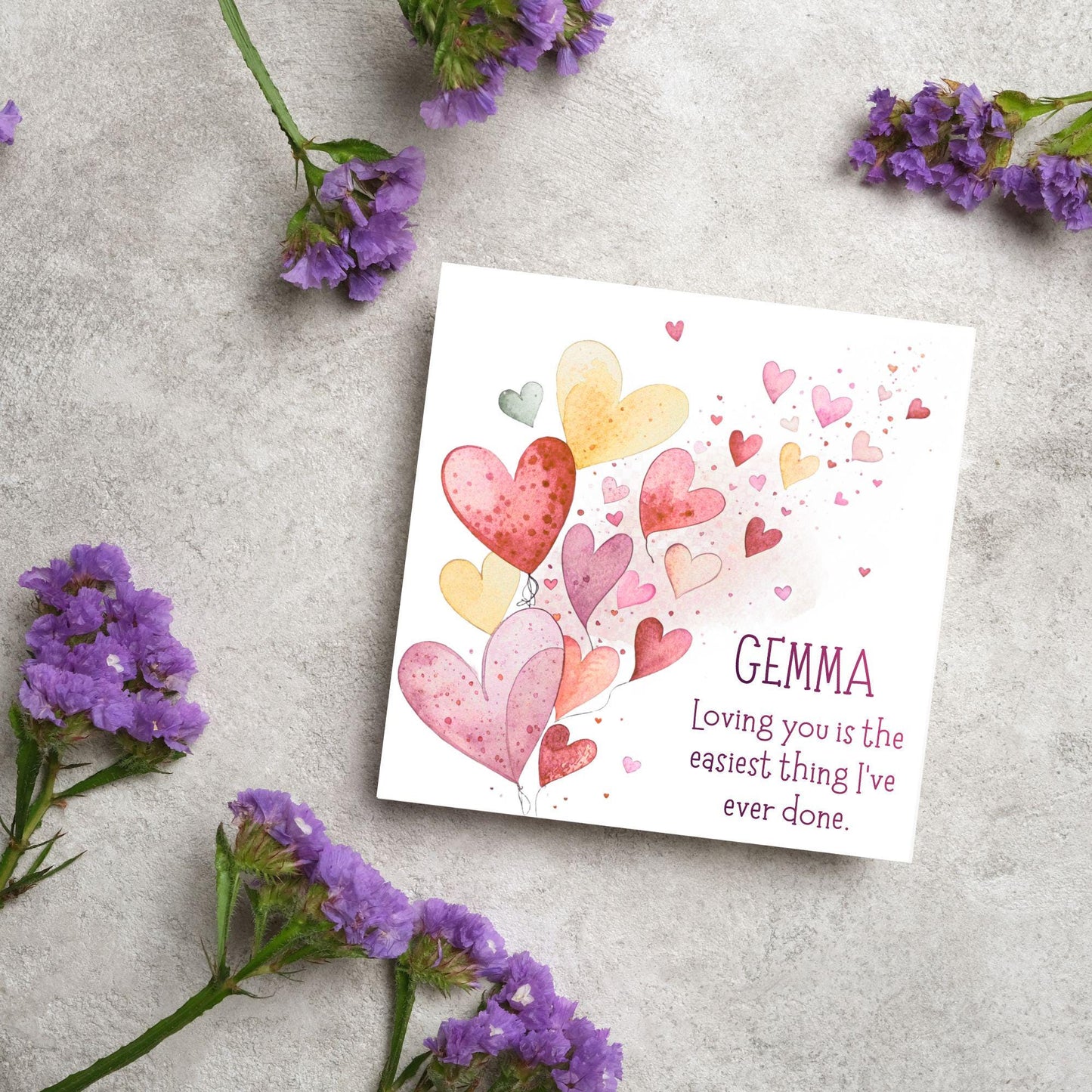 Personalised Valentine's Day Card, Hearts Card, Anniversary Card, Name Card