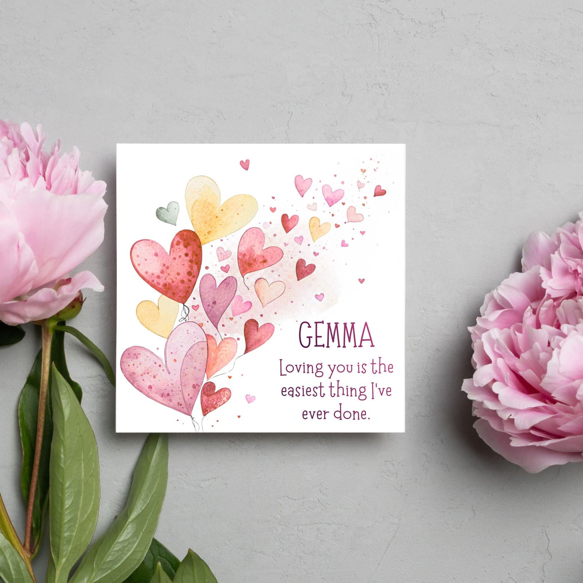 Personalised Valentine's Day Card, Hearts Card, Anniversary Card, Name Card