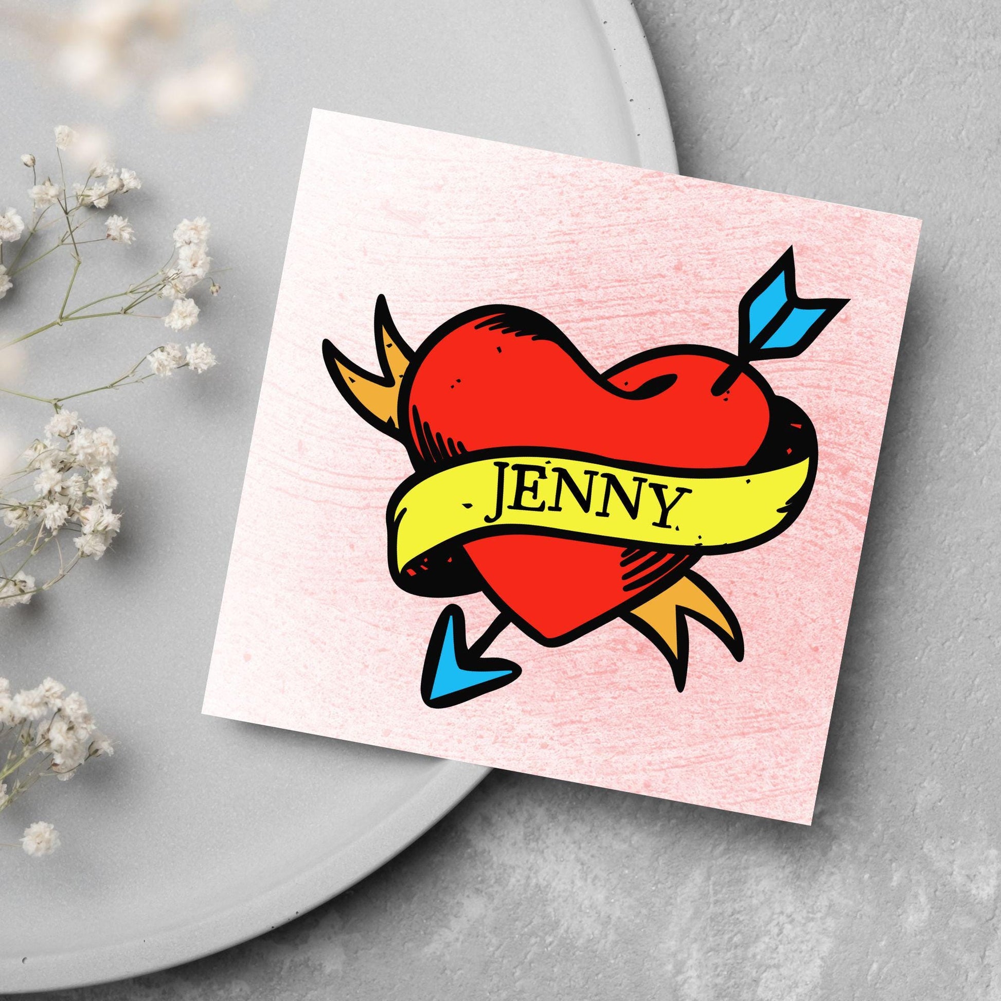 Personalised Tattoo Style Valentine's Day Card, Gothic Card, Anniversary Card, For Wife, For Husband, Alternative