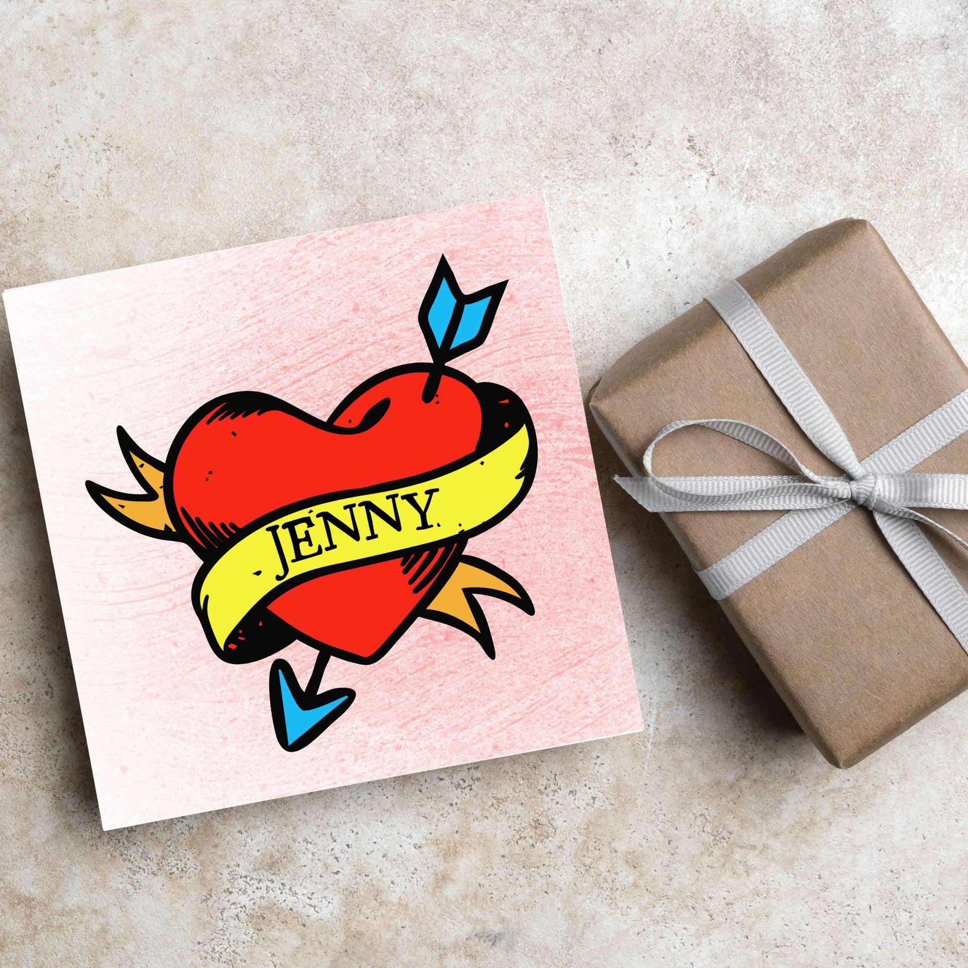 Personalised Tattoo Style Valentine's Day Card, Gothic Card, Anniversary Card, For Wife, For Husband, Alternative