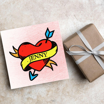 Personalised Tattoo Style Valentine's Day Card, Gothic Card, Anniversary Card, For Wife, For Husband, Alternative