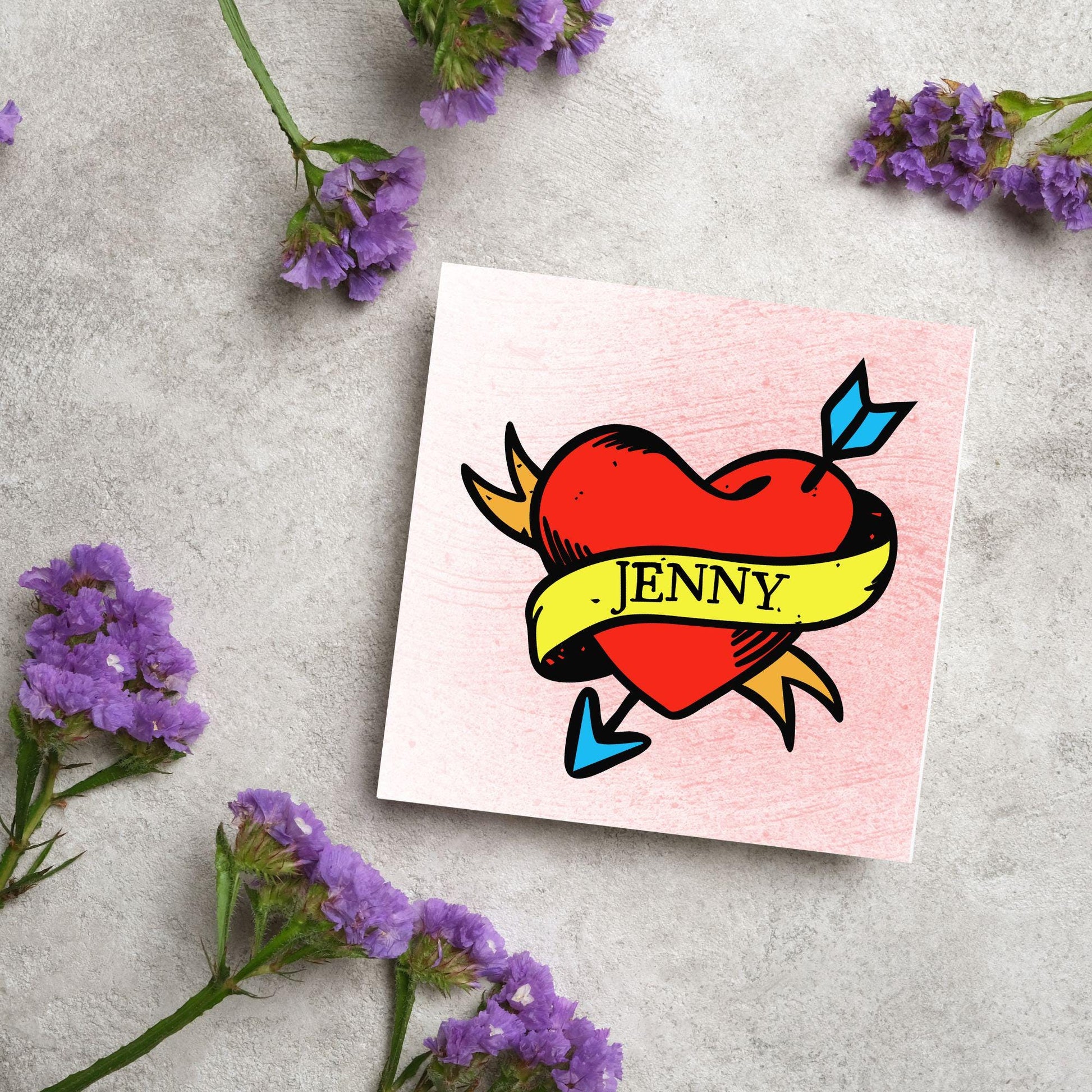 Personalised Tattoo Style Valentine's Day Card, Gothic Card, Anniversary Card, For Wife, For Husband, Alternative