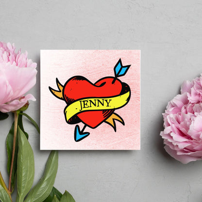 Personalised Tattoo Style Valentine's Day Card, Gothic Card, Anniversary Card, For Wife, For Husband, Alternative