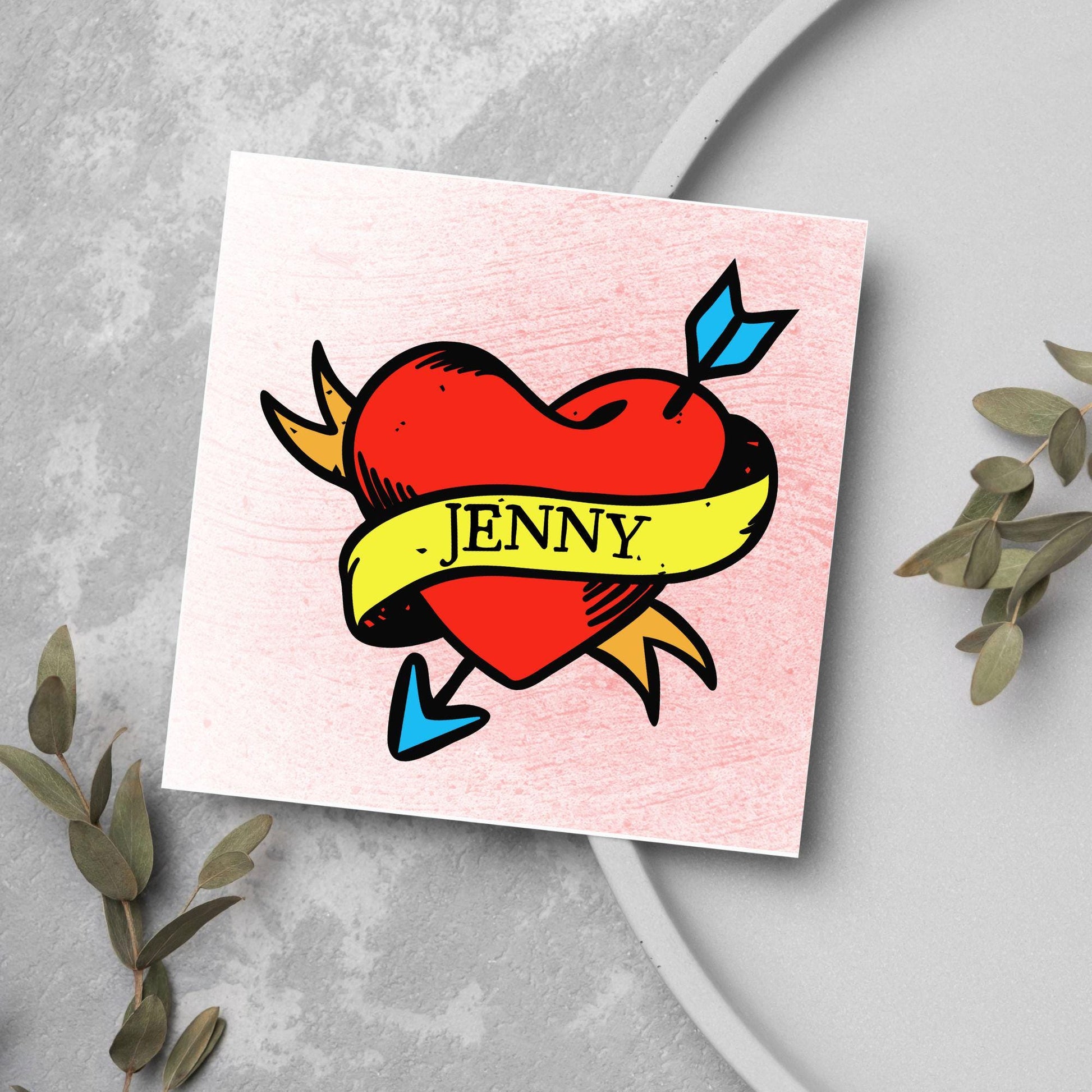 Personalised Tattoo Style Valentine's Day Card, Gothic Card, Anniversary Card, For Wife, For Husband, Alternative