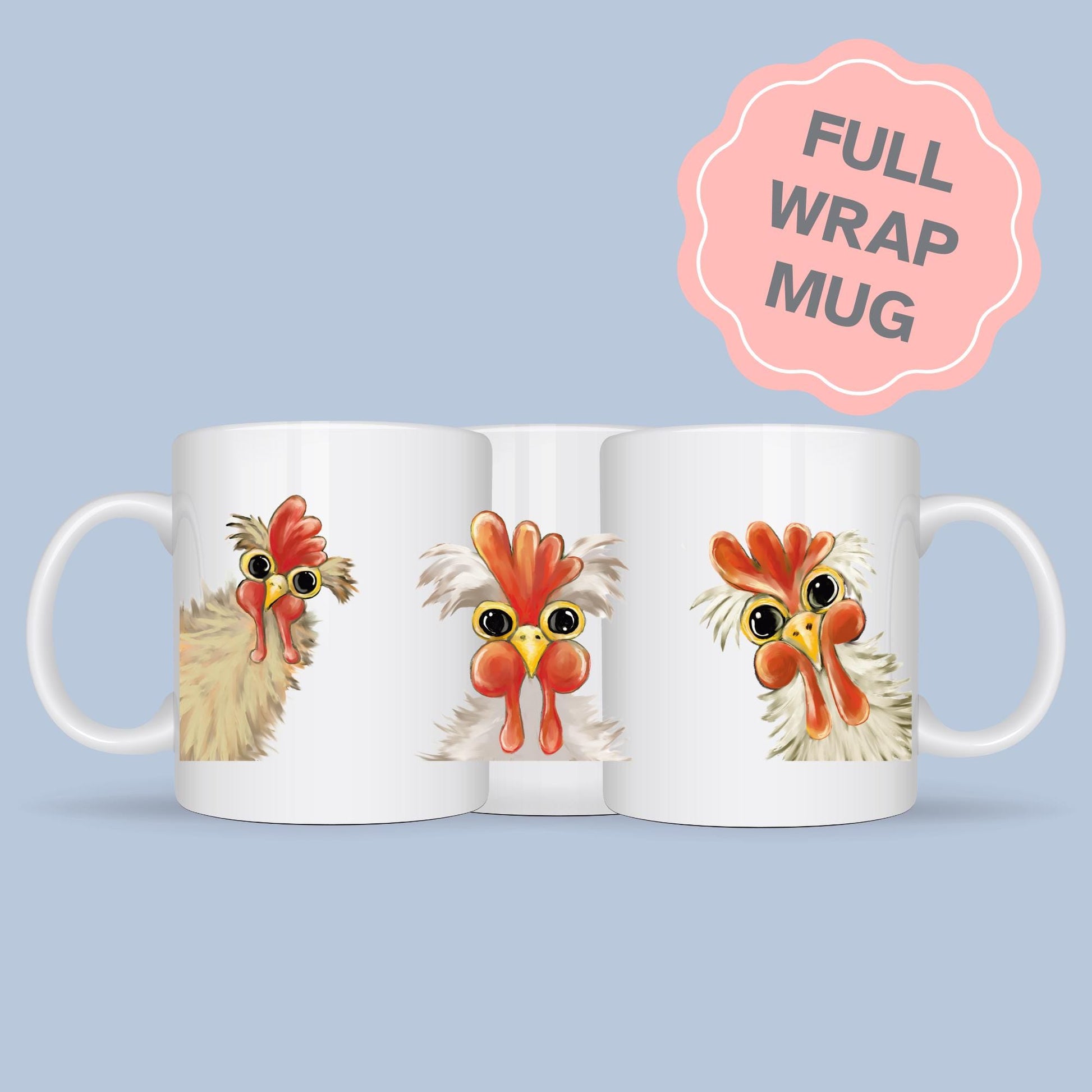 Funny Chicken Mug, Hen Mug, Quirky Chicken Art, Ornithologist Gift, Farming Gift Mug