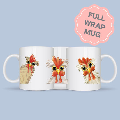 Funny Chicken Mug, Hen Mug, Quirky Chicken Art, Ornithologist Gift, Farming Gift Mug