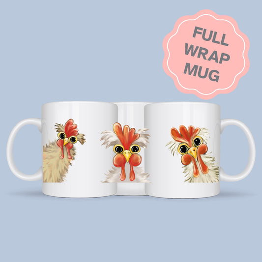 Funny Chicken Mug, Hen Mug, Quirky Chicken Art, Ornithologist Gift, Farming Gift Mug