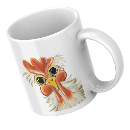 Funny Chicken Mug, Hen Mug, Quirky Chicken Art, Ornithologist Gift, Farming Gift Mug
