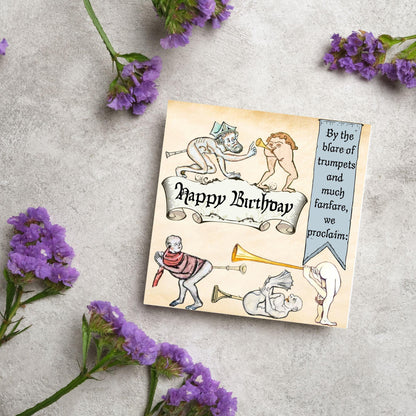 Medieval Butt Trumpet Birthday Card, Funny Marginalia Card, Rude Birthday Card for Friend, For Brother, For Sister