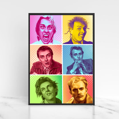 Rik Mayall Poster, A4 Print, High Quality Wall Art, Pop Art Character Poster