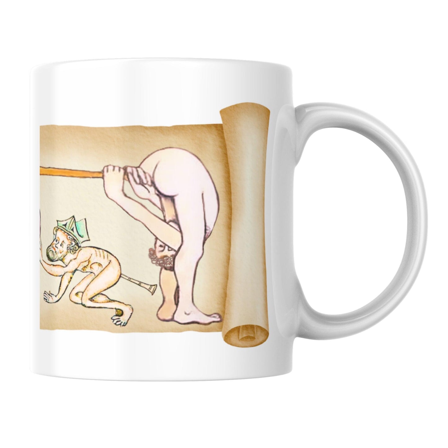 Medieval Mug, Butt Trumpets, Marginalia, Funny Rude Coffee Cup