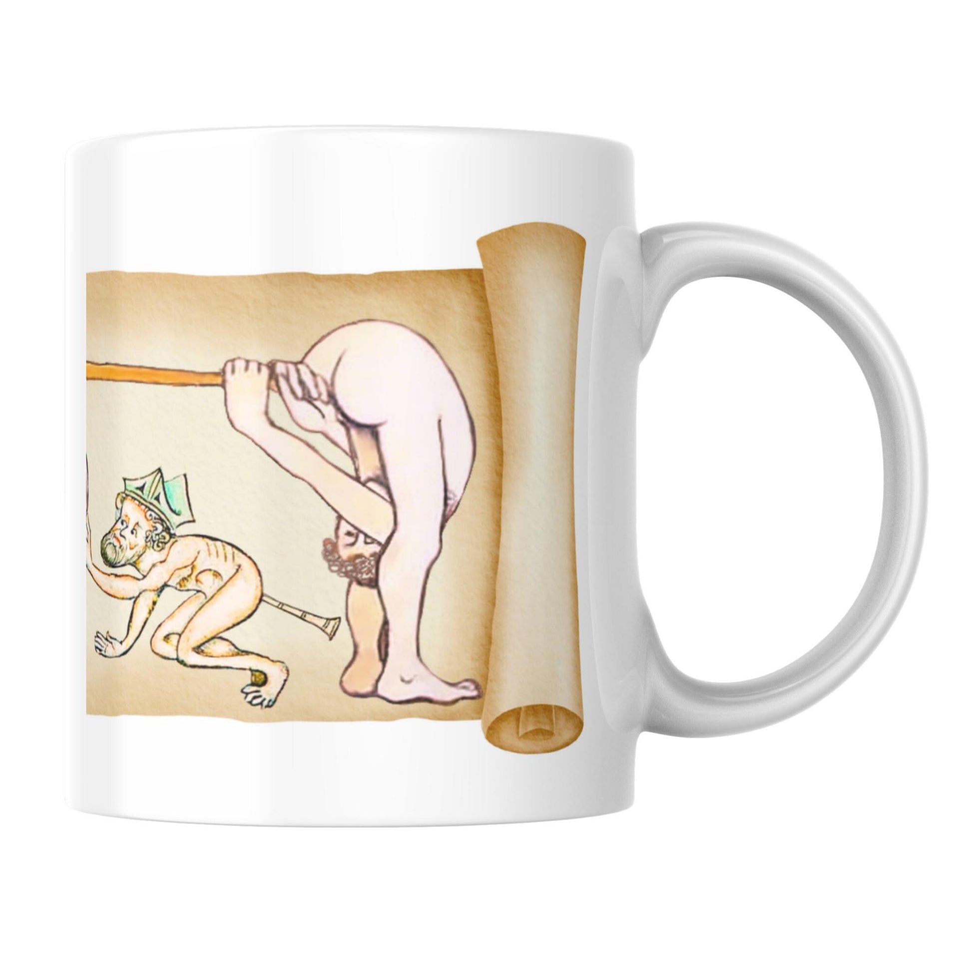 Medieval Mug, Butt Trumpets, Marginalia, Funny Rude Coffee Cup
