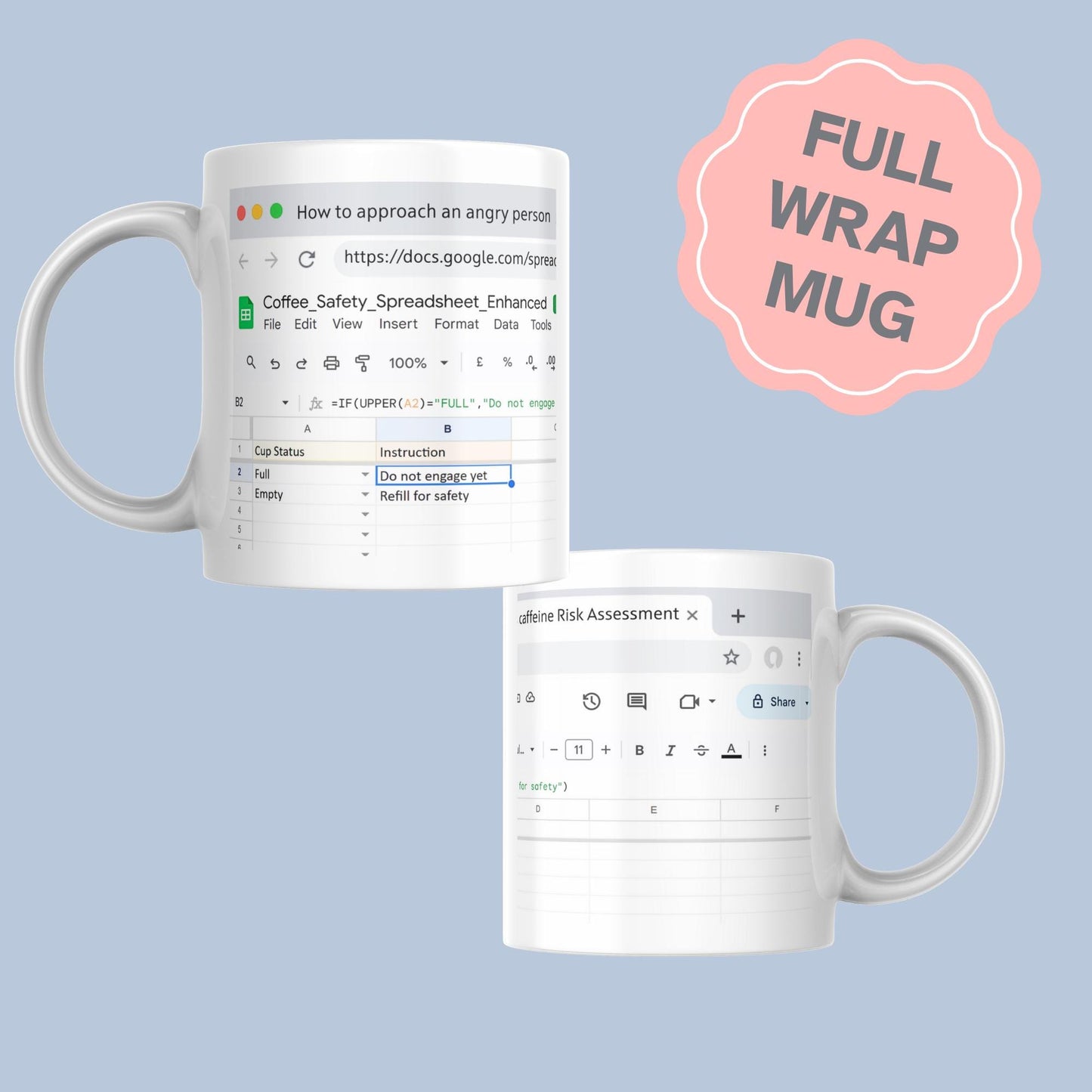 Personalised Spreadsheet Mug, Funny Coffee Cup, Great Gift for Co-Worker, Office