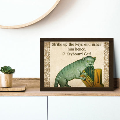 Medieval Keyboard Cat Art Print, Quirky Gothic Home Decor, Internet Meme Poster