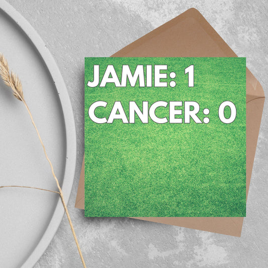 Personalised Card for Cancer Patients, Football Themed End of Radiotherapy, End Of Chemotherapy, Well Done, End of Treatment, Recovery Card