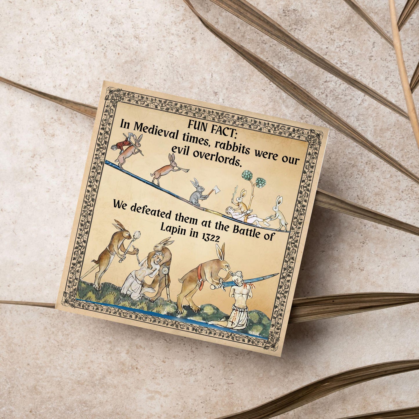 Funny Medieval Card, Rabbit Marginalia Card, Birthday Card for Friend, For Brother, For Sister, Medieval Bunnies